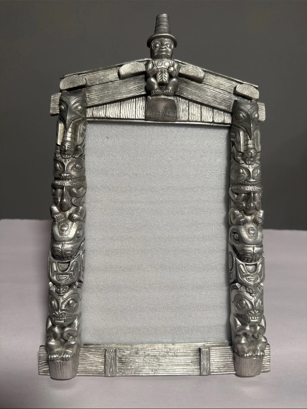Boma Pewter Standing Picture Frame Pacific Northwest Totem Tribal 10”x5.5”